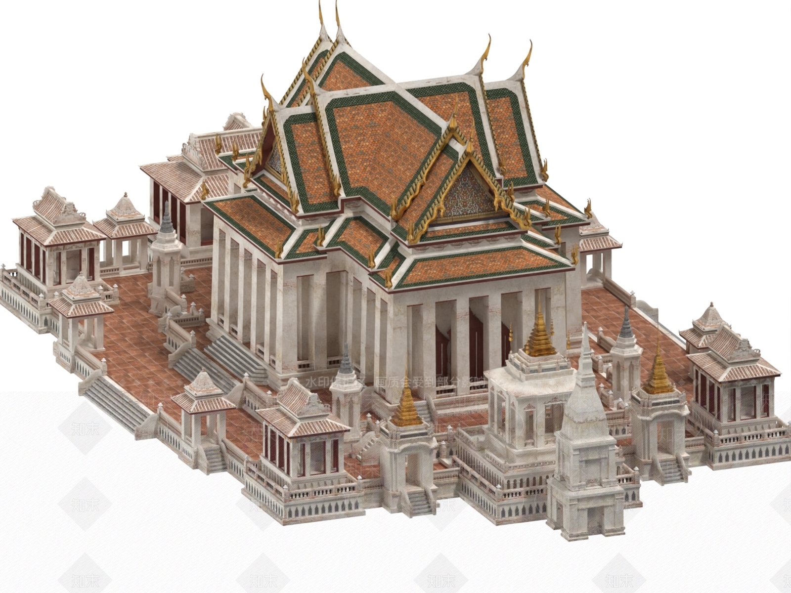 现代古建3D模型下载【ID:1195718392】