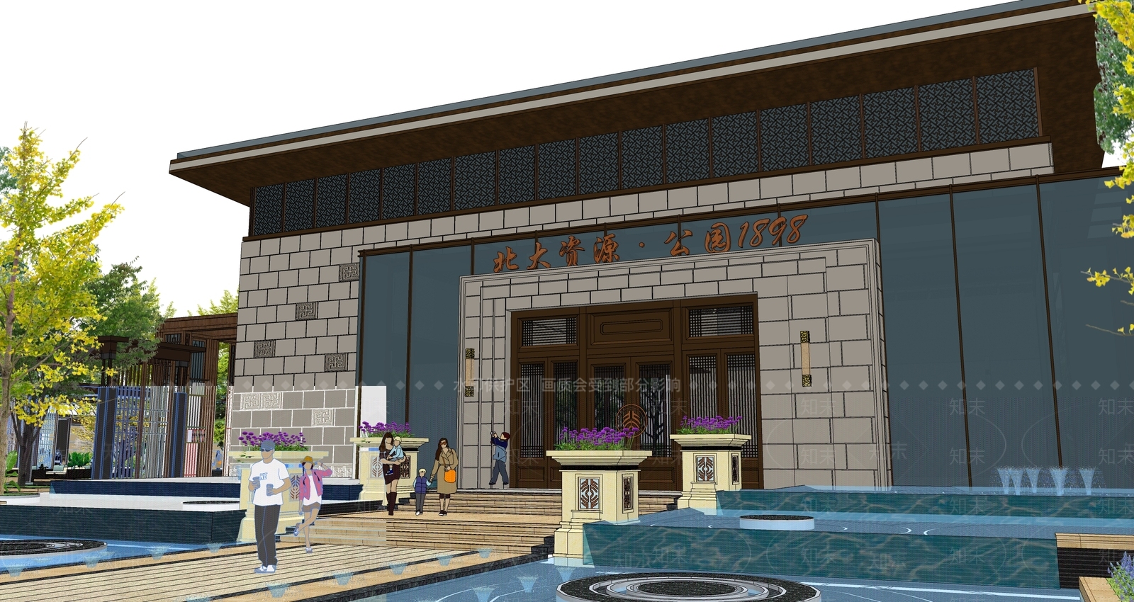 欧式售楼处建筑SU模型下载【ID:1195718300】