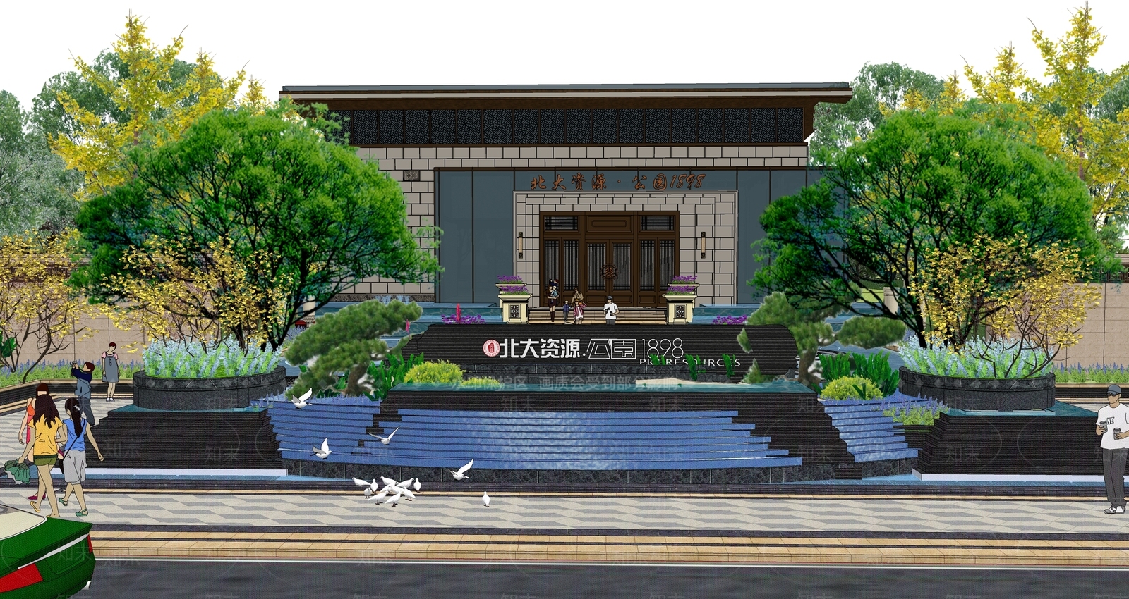 欧式售楼处建筑SU模型下载【ID:1195718300】