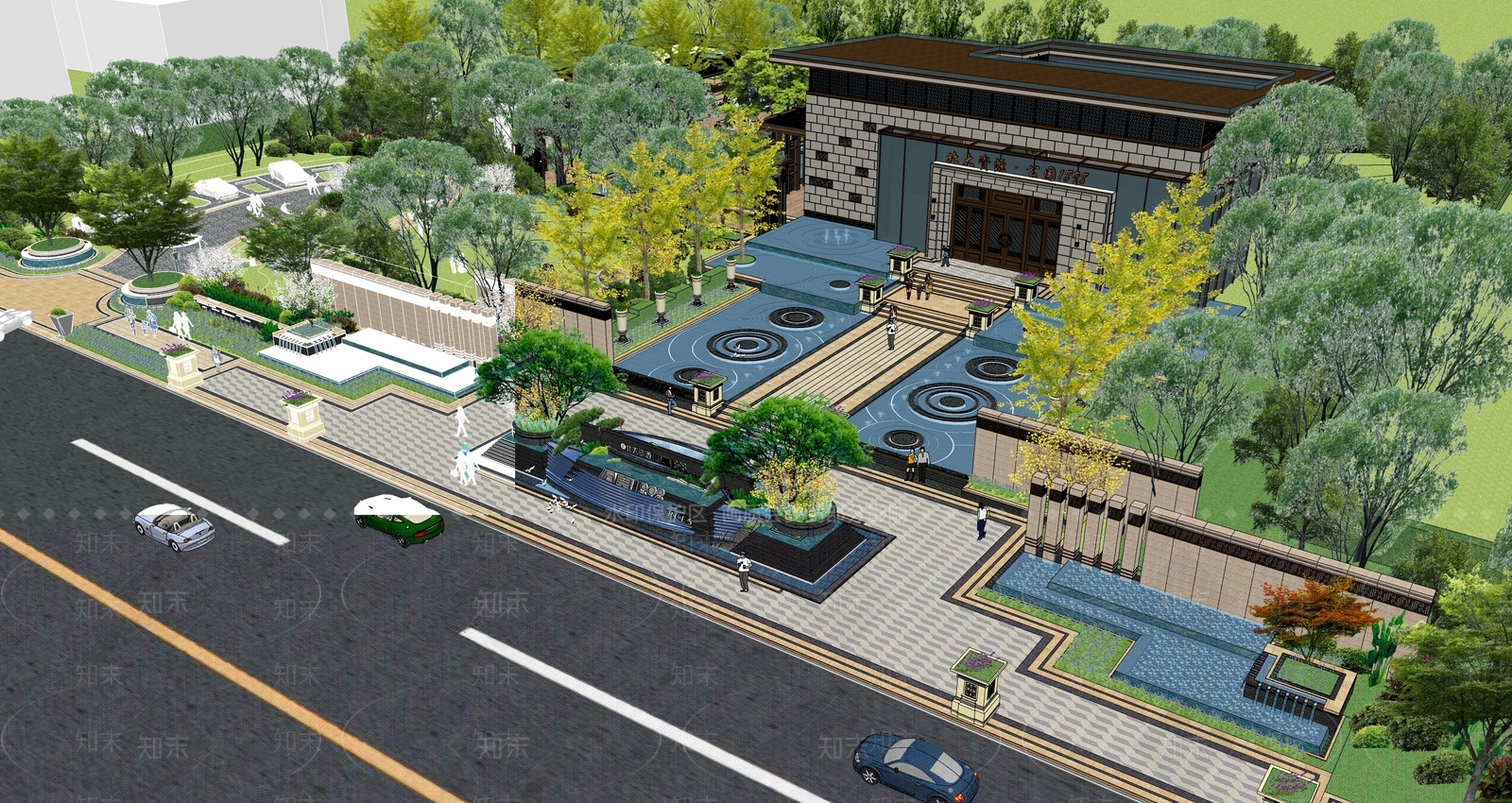 欧式售楼处建筑SU模型下载【ID:1195718300】