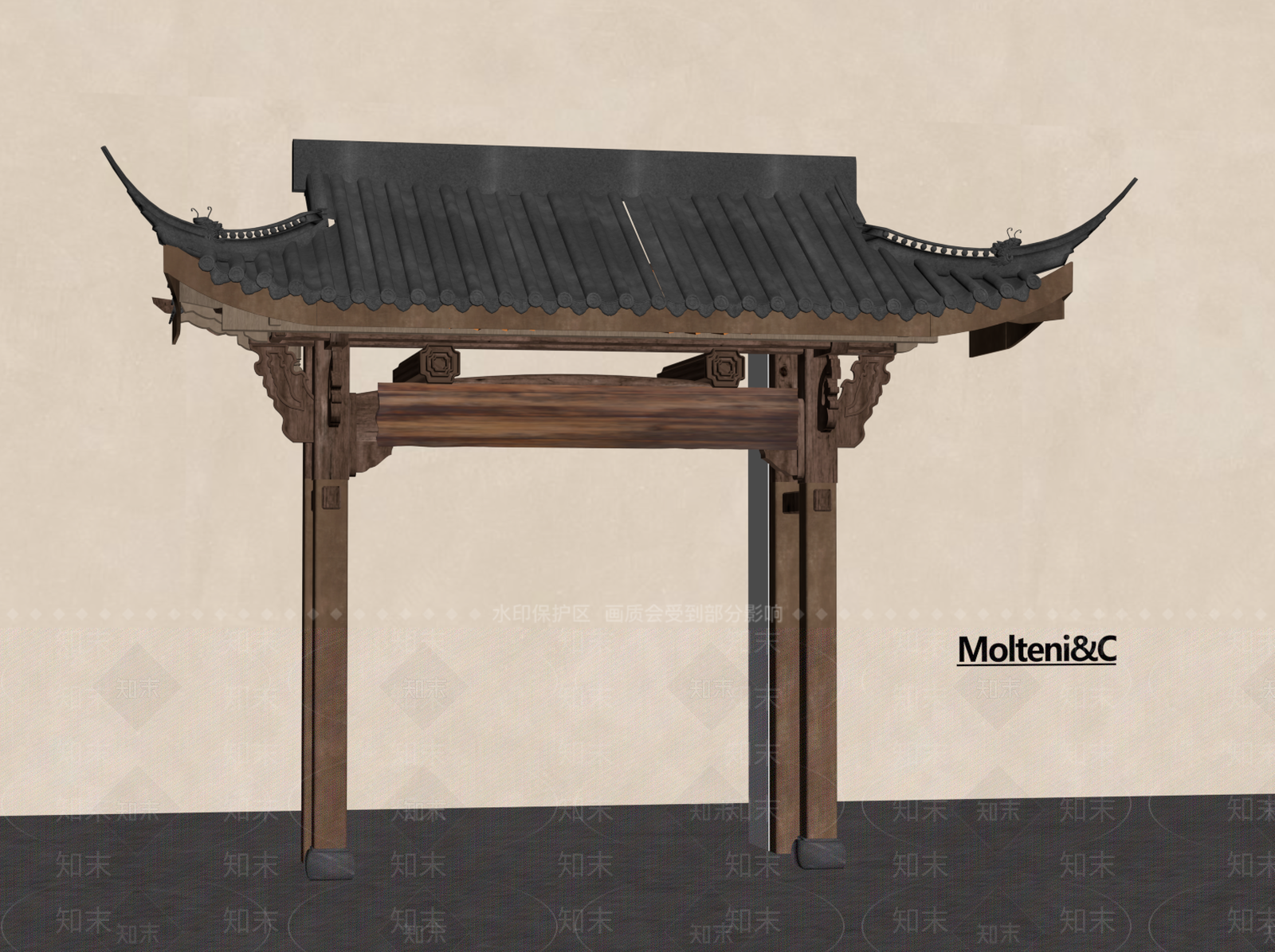 中式屋檐SU模型下载【ID:1195718712】