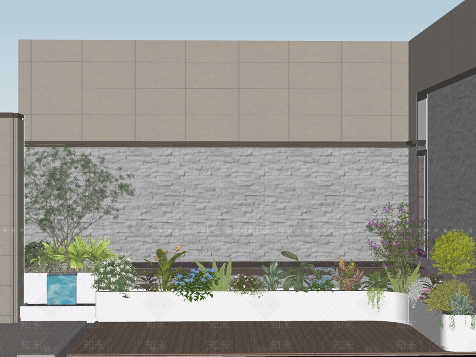 现代屋顶花园SU模型下载【ID:1195718726】