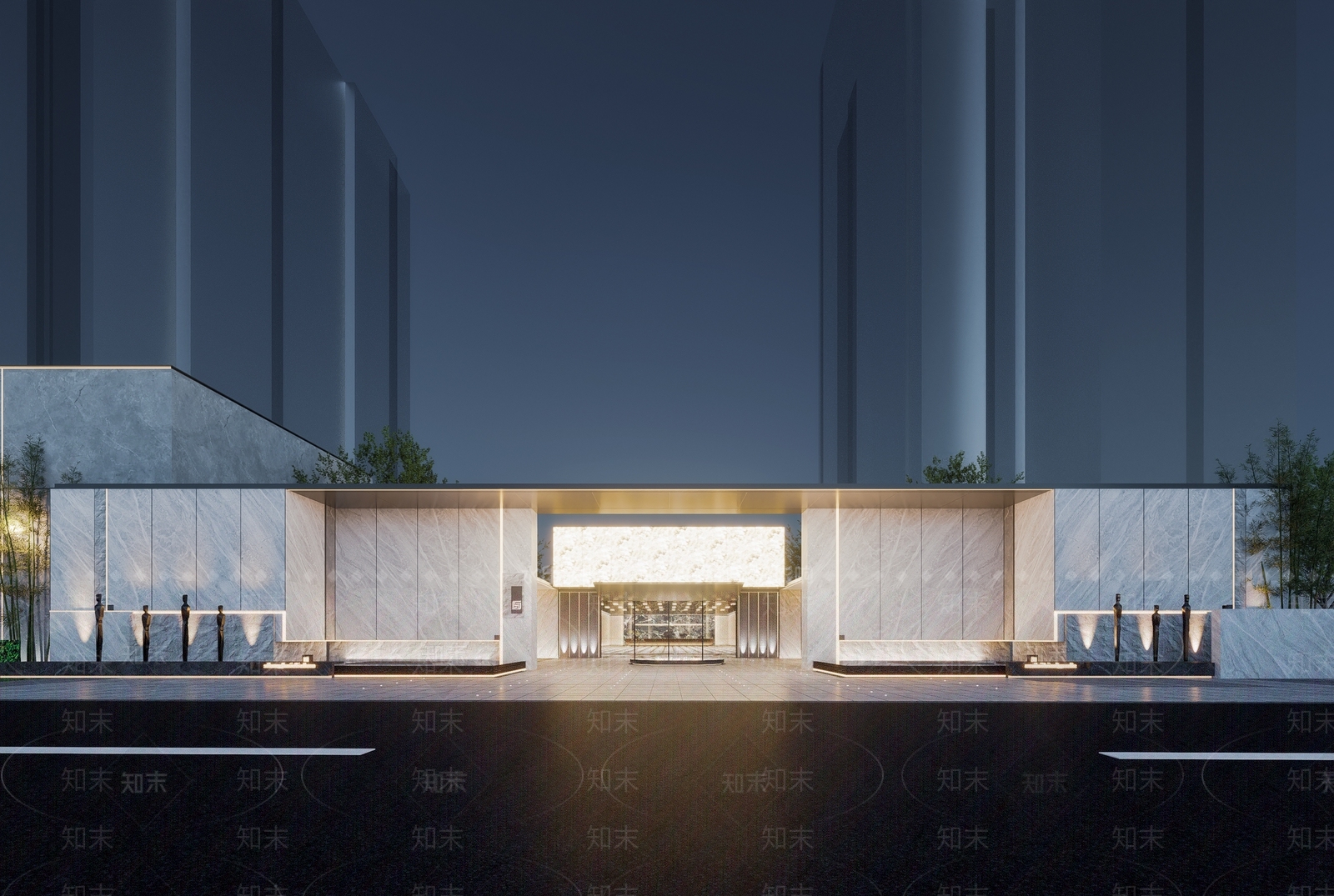 现代轻奢售楼处建筑SU模型下载【ID:1195721057】