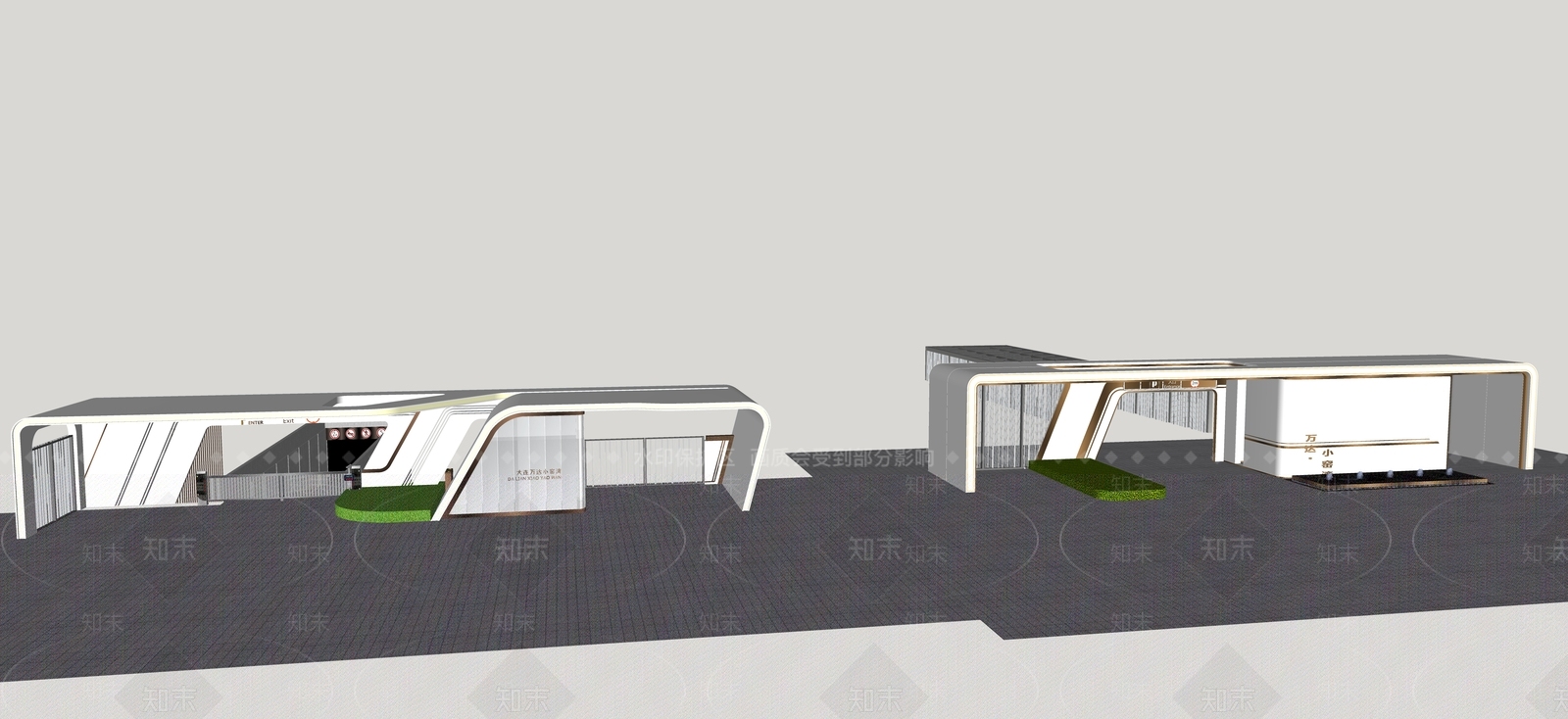 现代新中式入口大门SU模型下载【ID:1195719454】