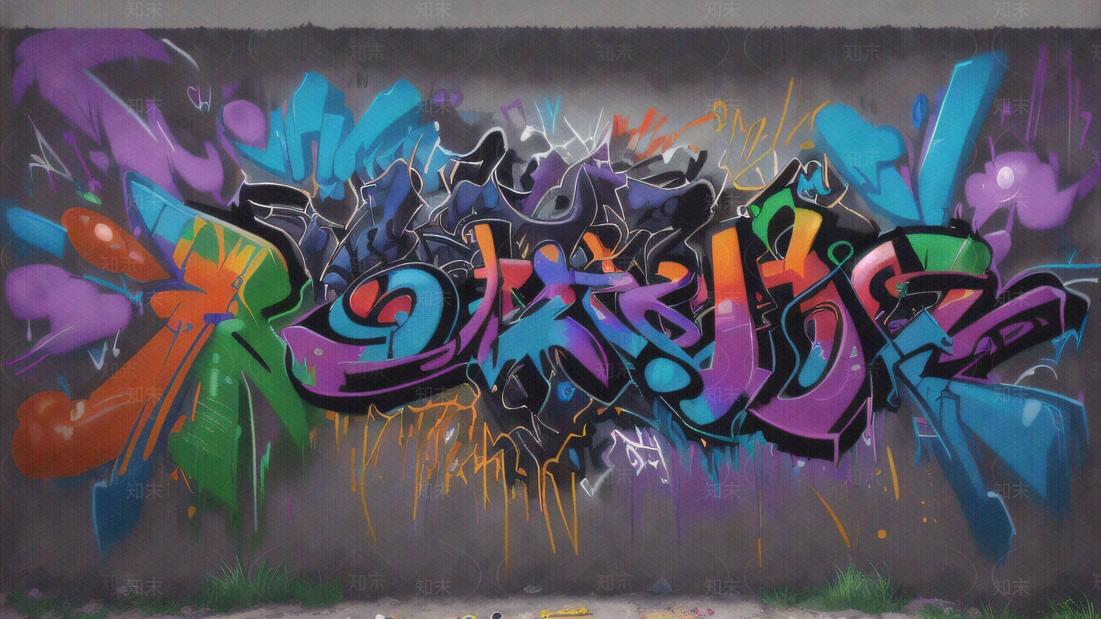 现代涂鸦墙贴图下载【ID:1195720066】