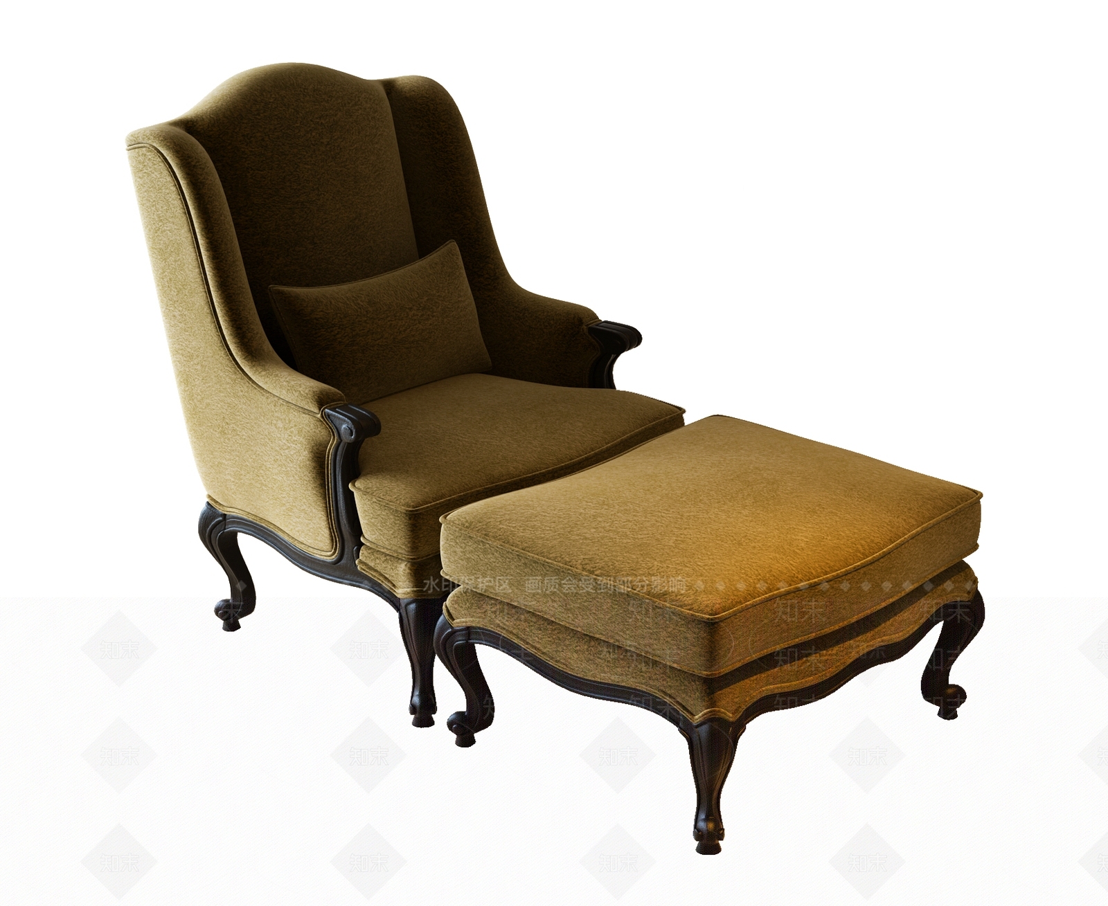美式欧式单人沙发SU模型下载【ID:1195720263】