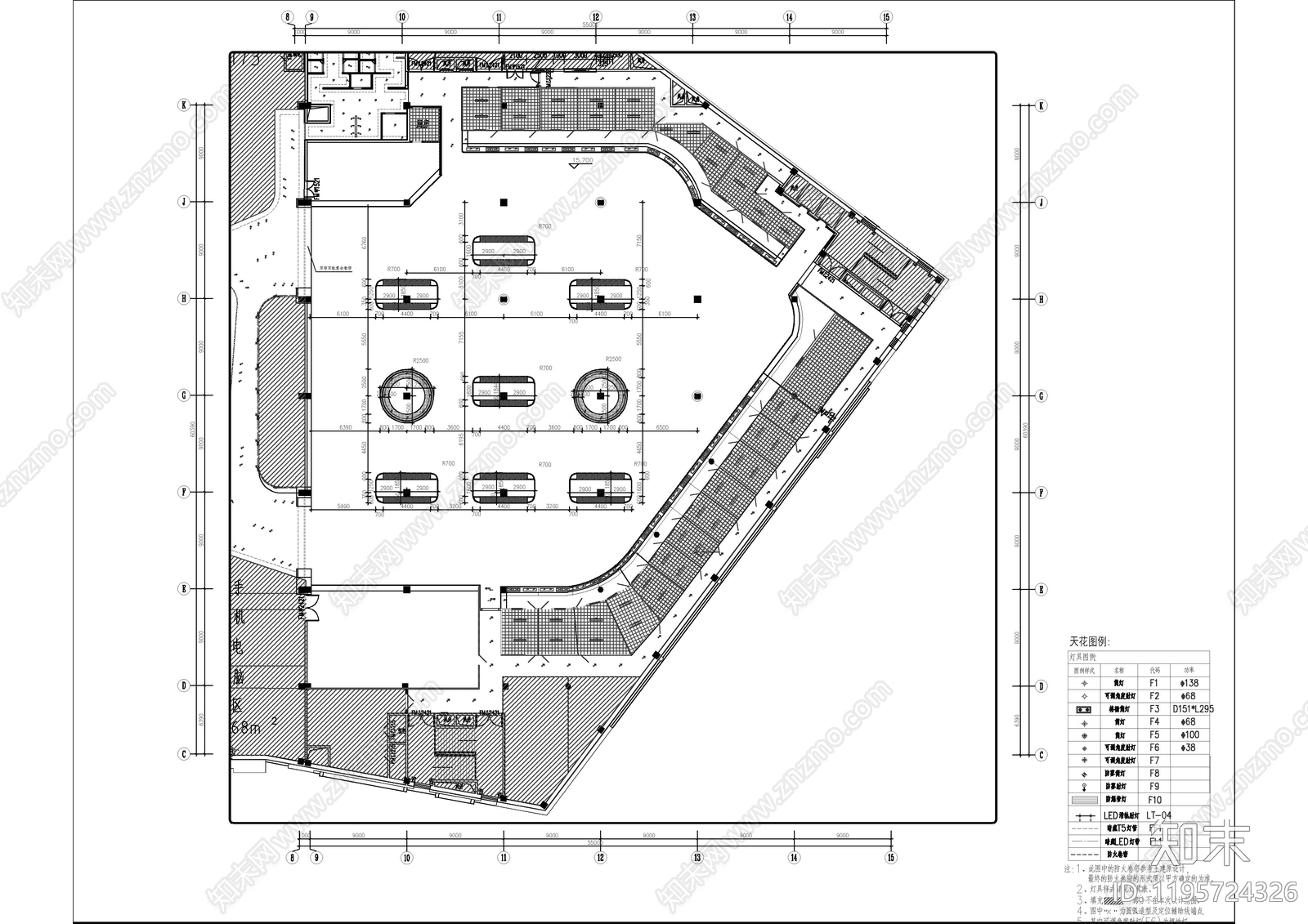 现代自助餐厅cad施工图下载【ID:1195724326】