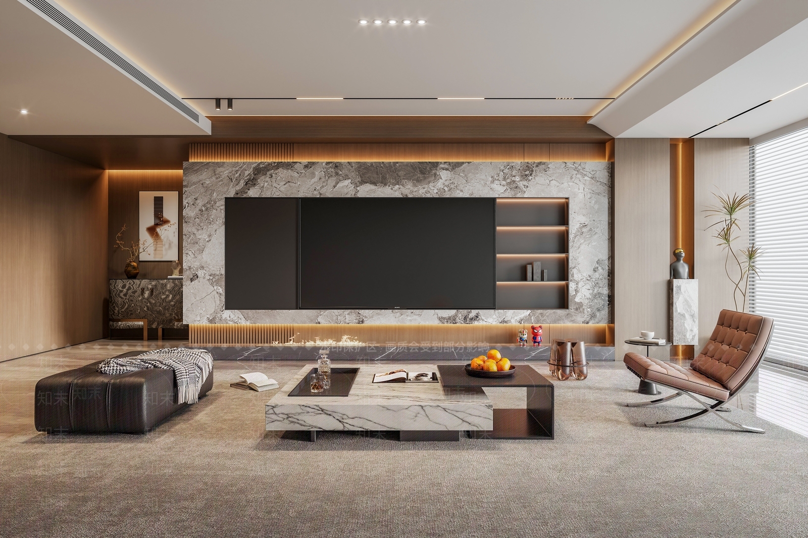 意式轻奢电视背景墙3D模型下载【ID:1195721531】