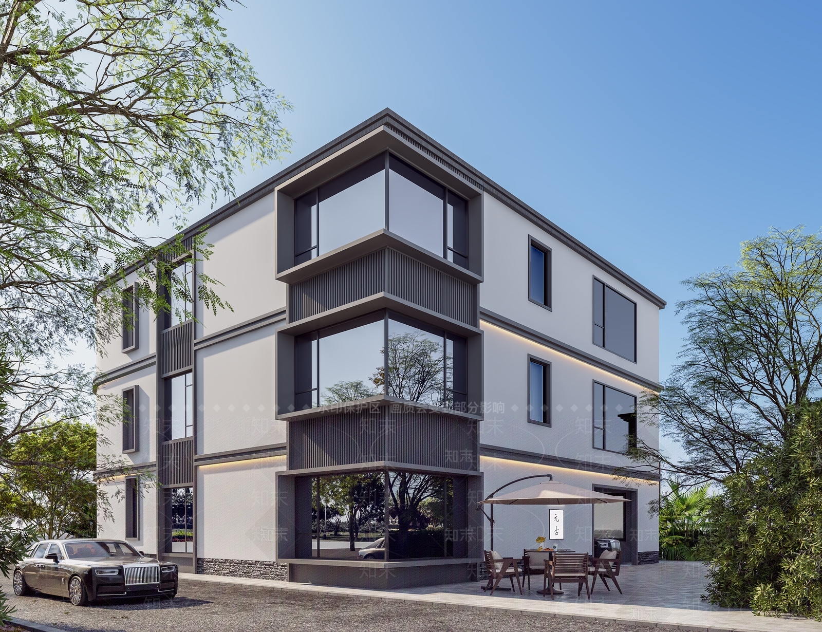 现代别墅外观3D模型下载【ID:1195724831】