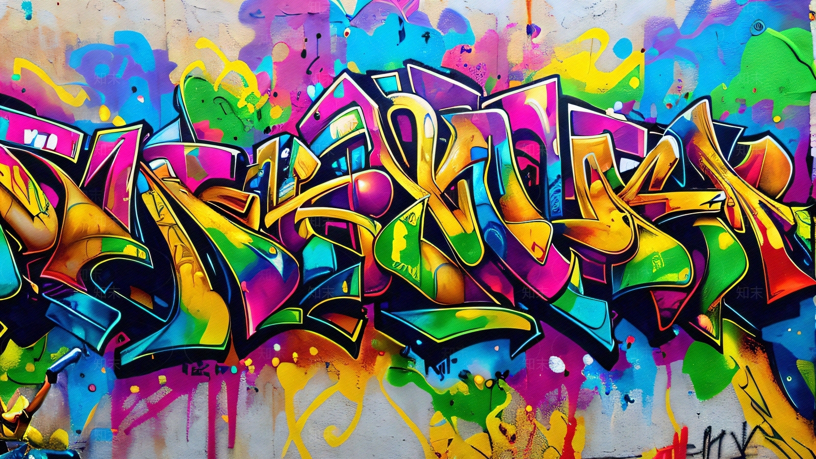 现代涂鸦墙贴图下载【ID:1195728399】