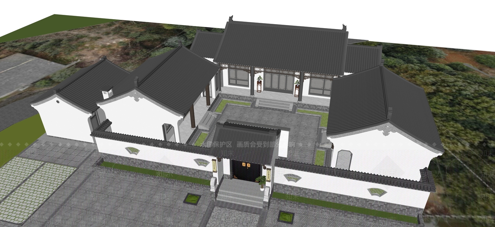 新中式中式四合院SU模型下载【ID:1195732933】