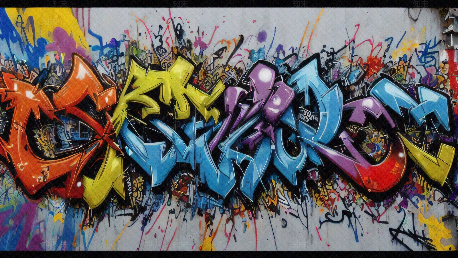 现代涂鸦墙贴图下载【ID:1195735611】