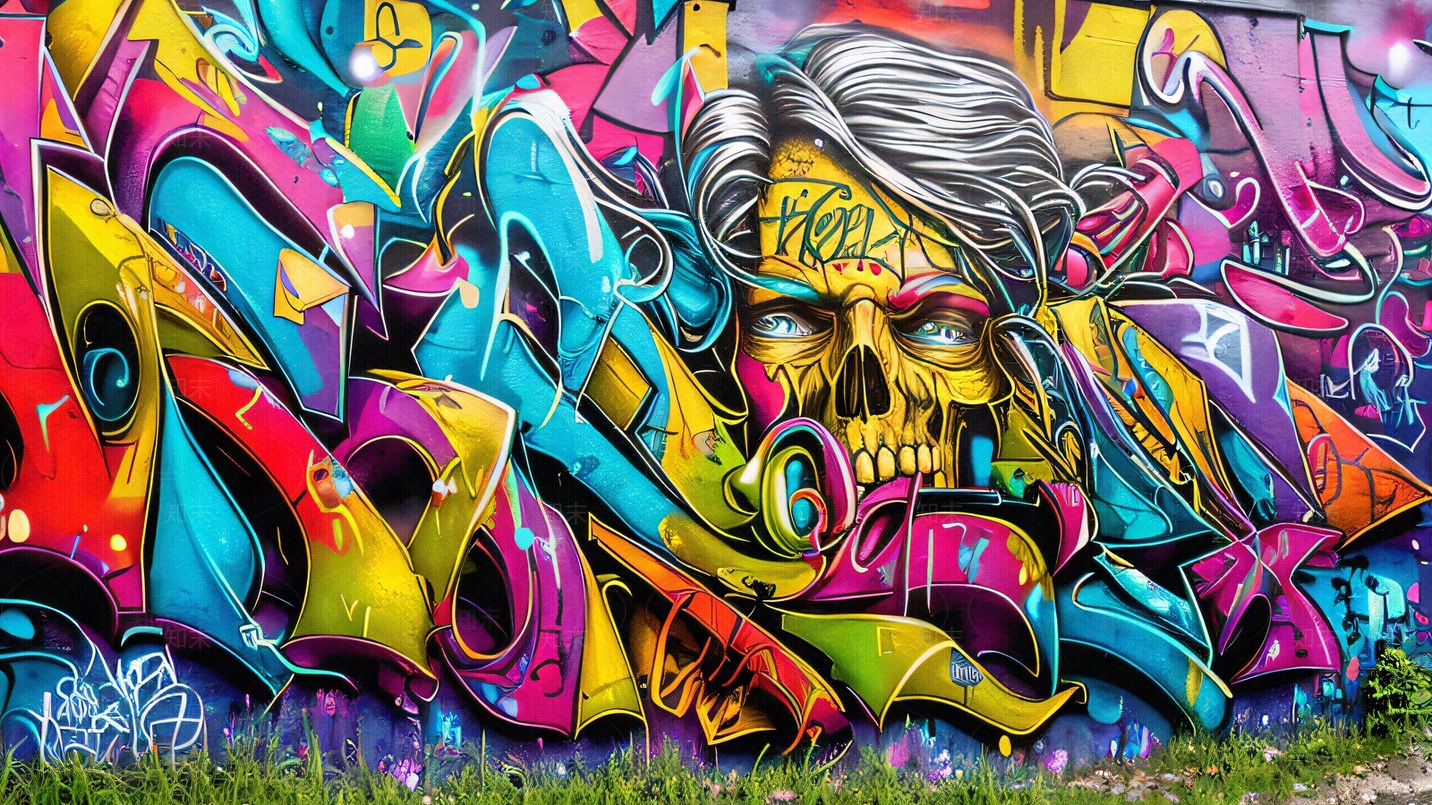 现代涂鸦墙贴图下载【ID:1195736139】