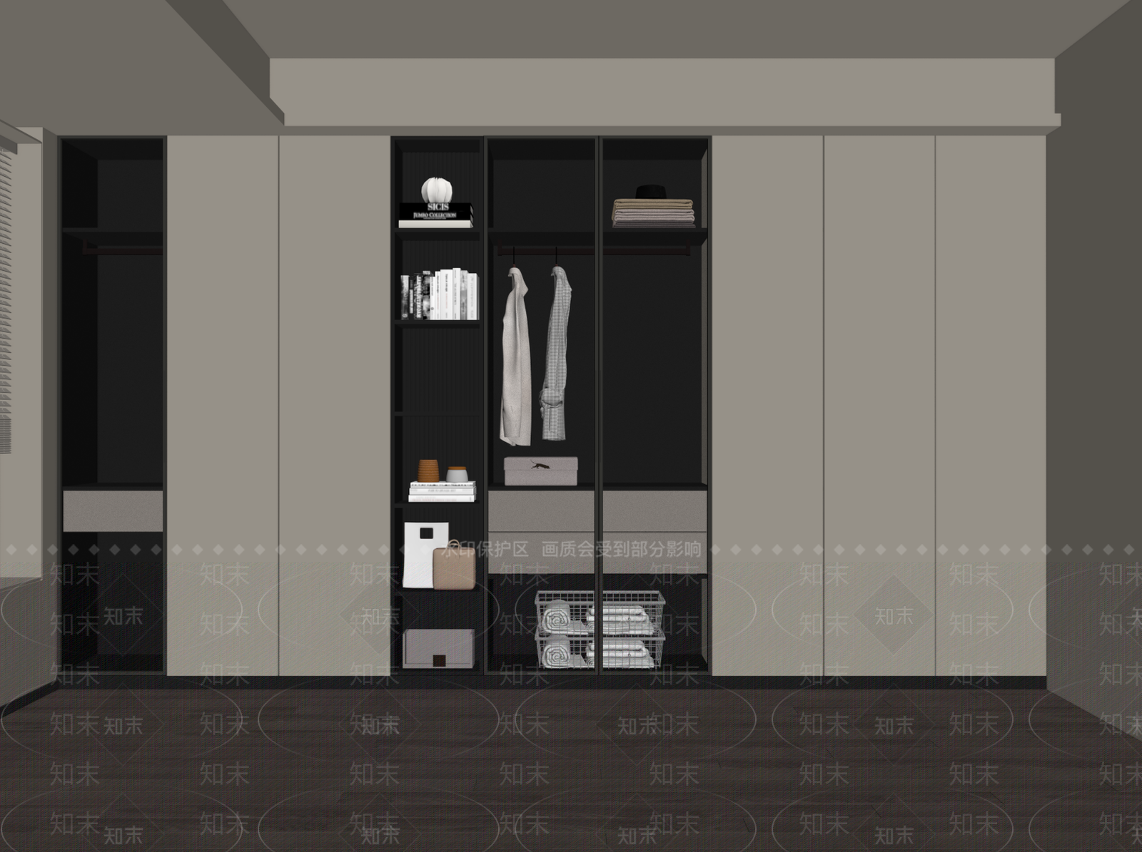 现代衣柜SU模型下载【ID:1195736345】