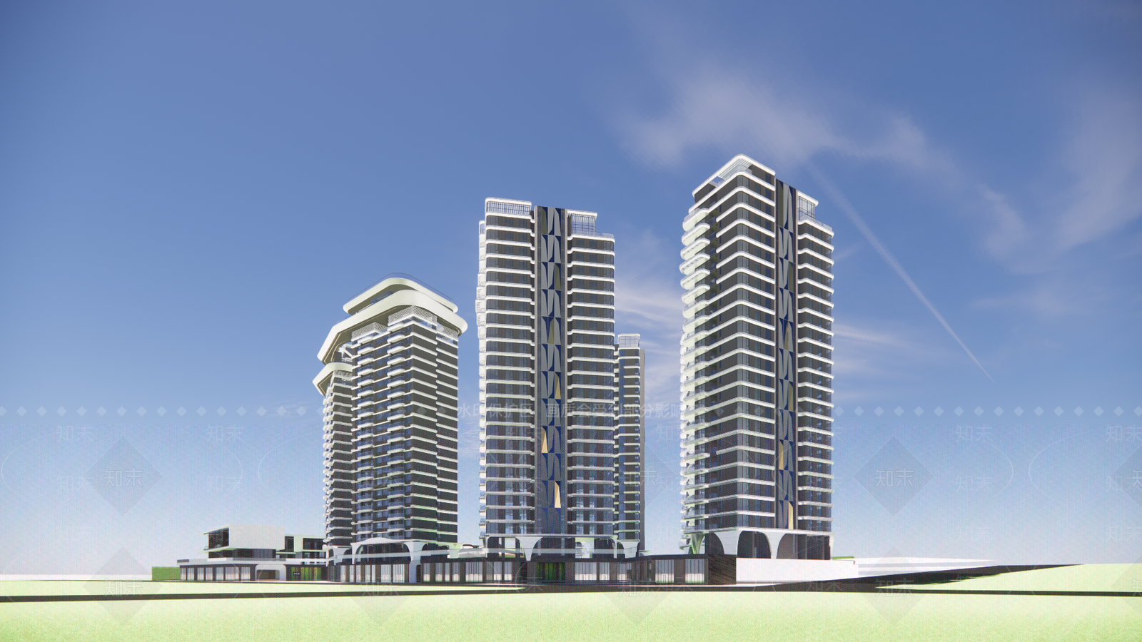 现代小区建筑SU模型下载【ID:1195738989】