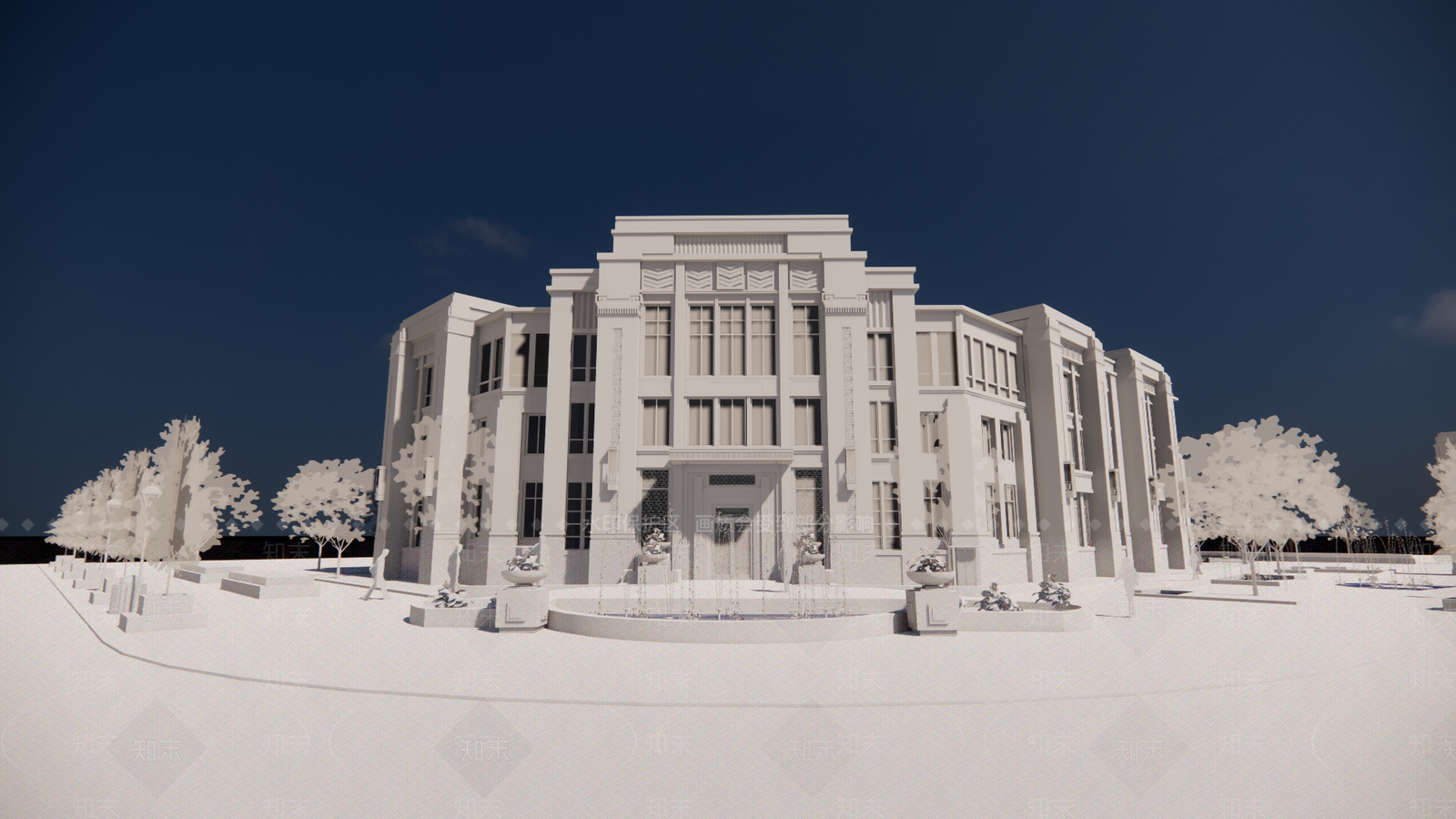 欧式售楼处建筑SU模型下载【ID:1195739018】