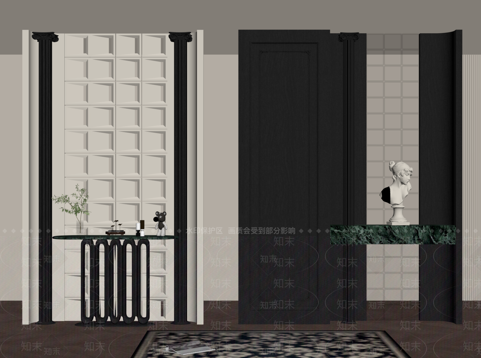 法式隔断SU模型下载【ID:1195739995】