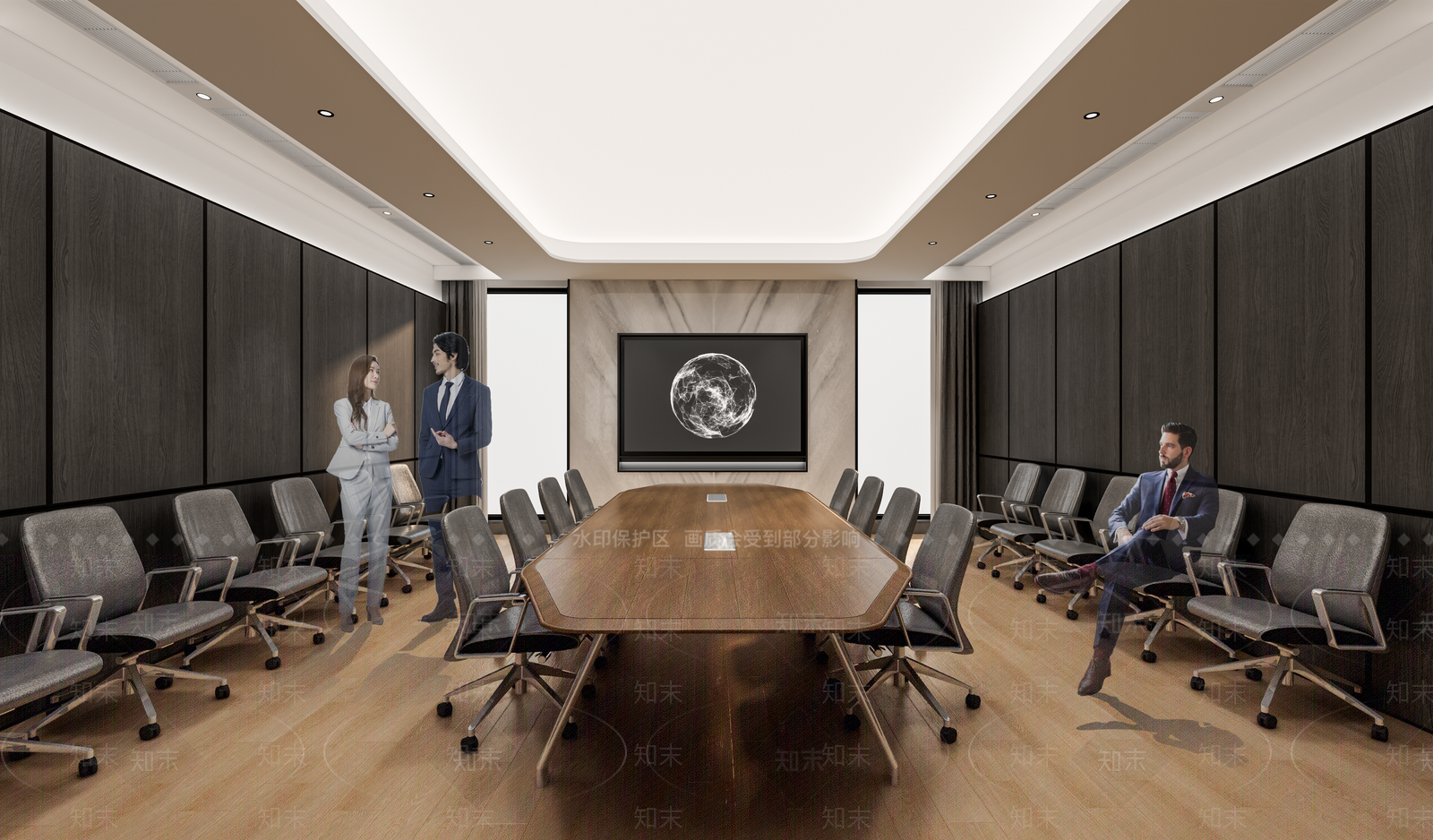 现代中式会议室SU模型下载【ID:1195739664】