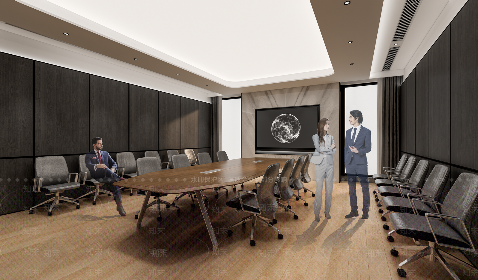 现代中式会议室SU模型下载【ID:1195739664】