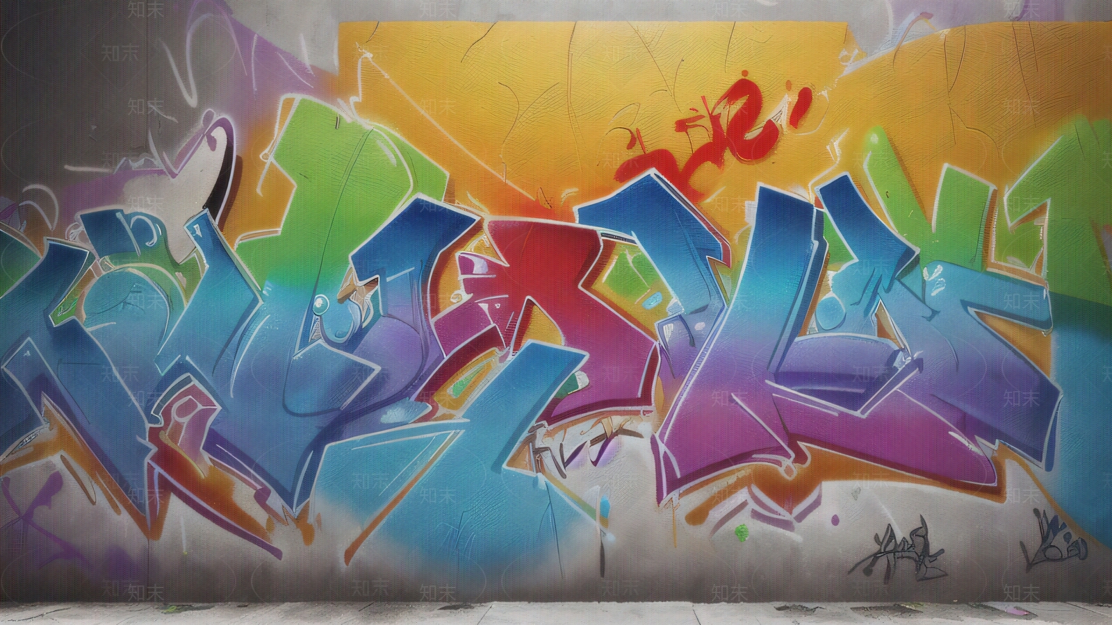 现代涂鸦墙贴图下载【ID:1195739906】