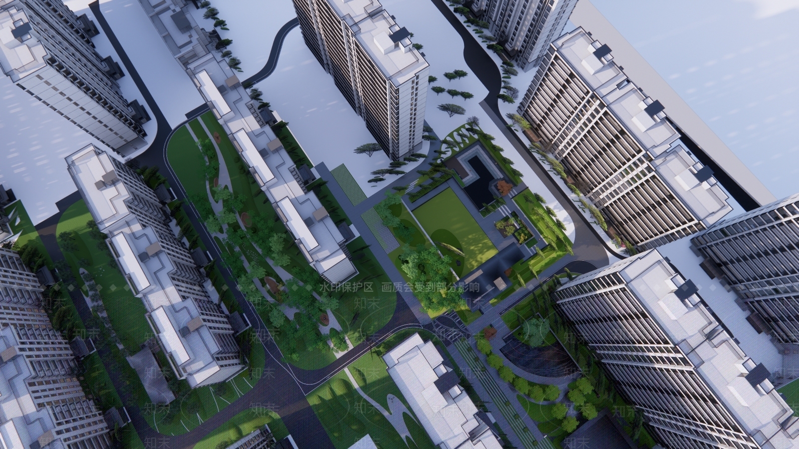 现代小区景观SU模型下载【ID:1195740684】