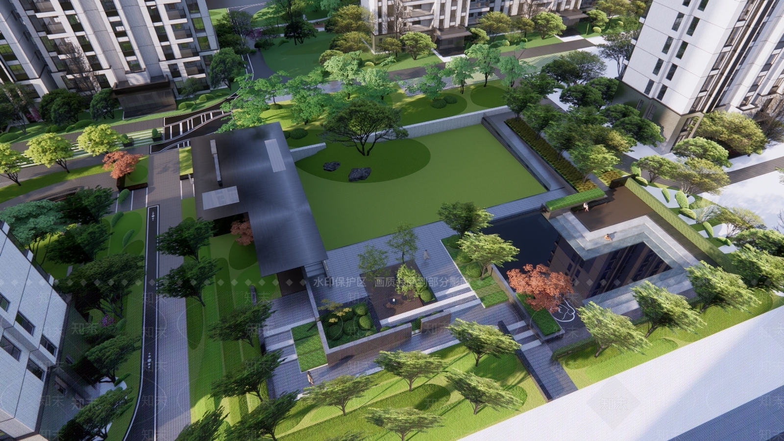 现代小区景观SU模型下载【ID:1195740684】