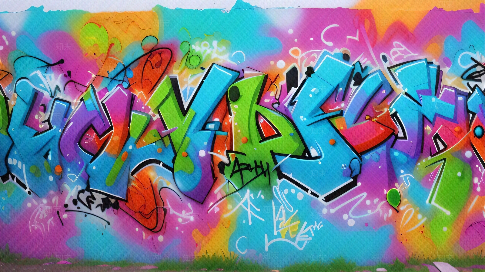 现代涂鸦墙贴图下载【ID:1195744680】