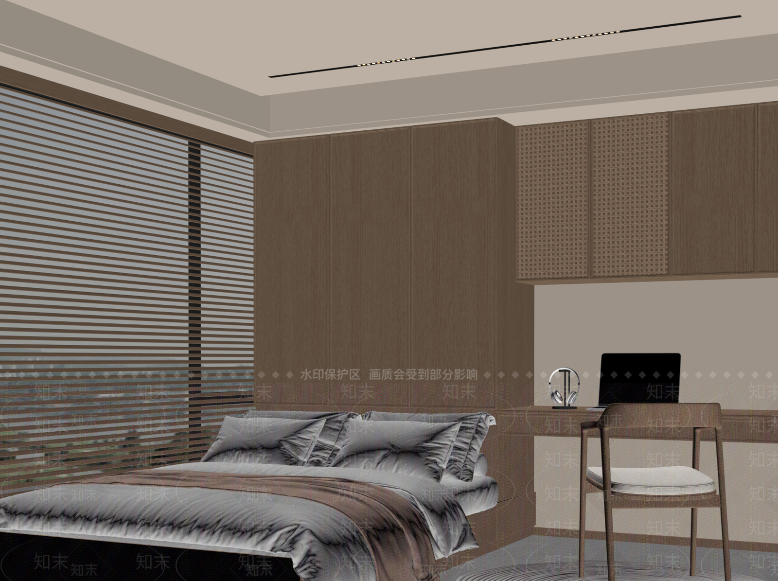 新中式榻榻米卧室SU模型下载【ID:1195744713】