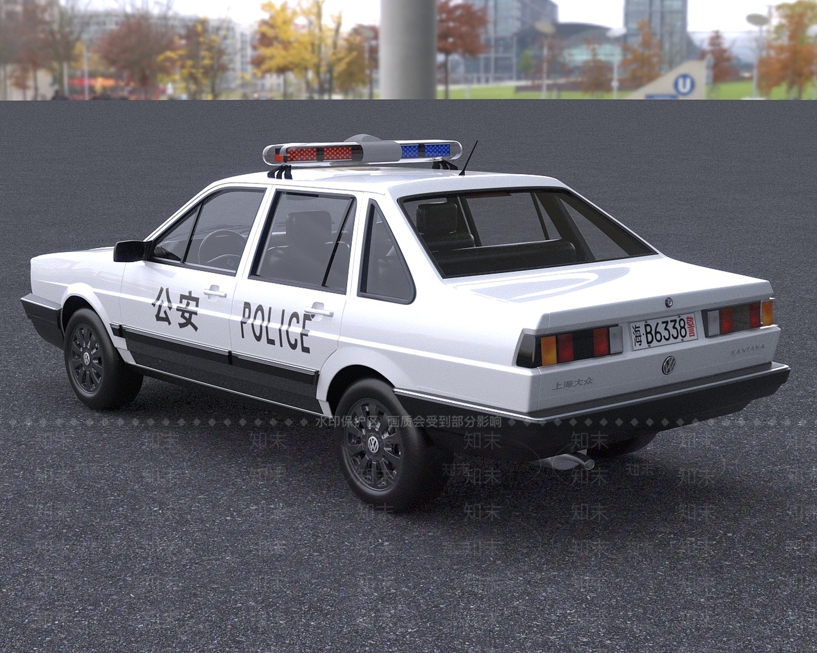 现代7080年代老款桑塔纳警车3D模型下载【ID:1195745455】