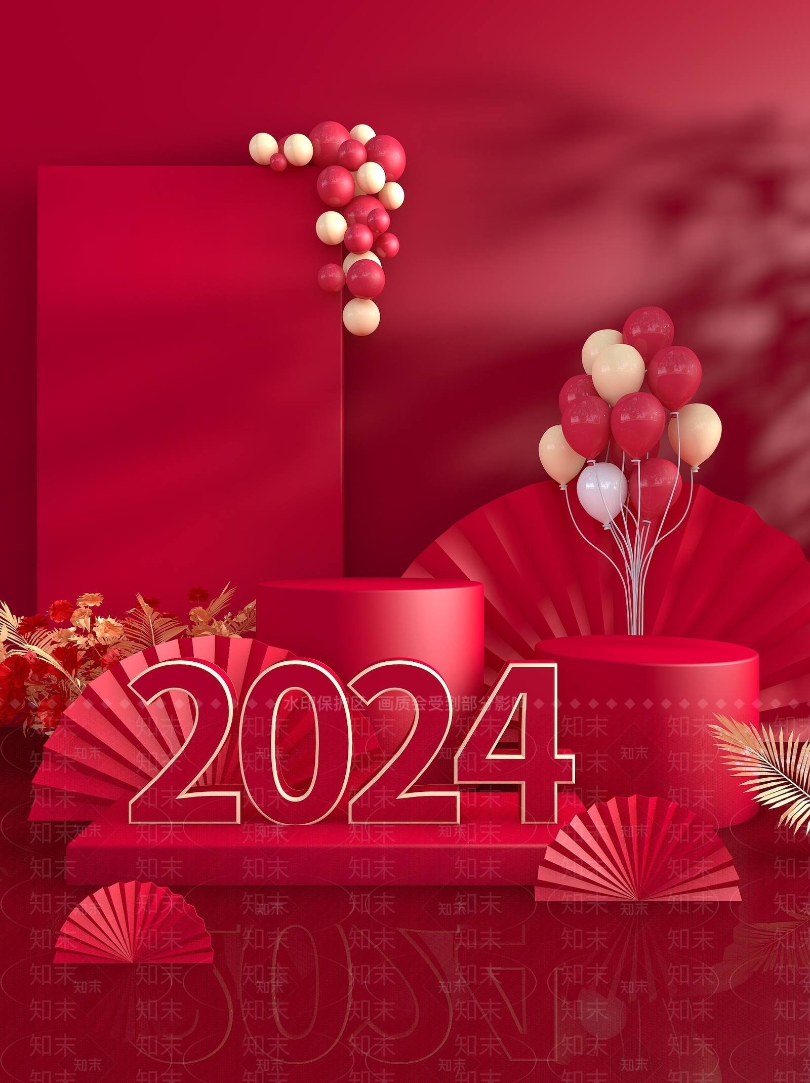 现代红色2024展台3D模型下载【ID:1195746075】