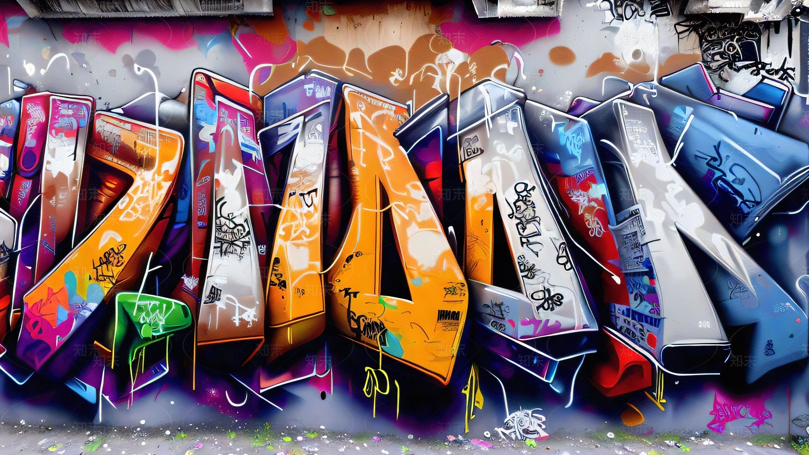 现代涂鸦墙贴图下载【ID:1195746918】