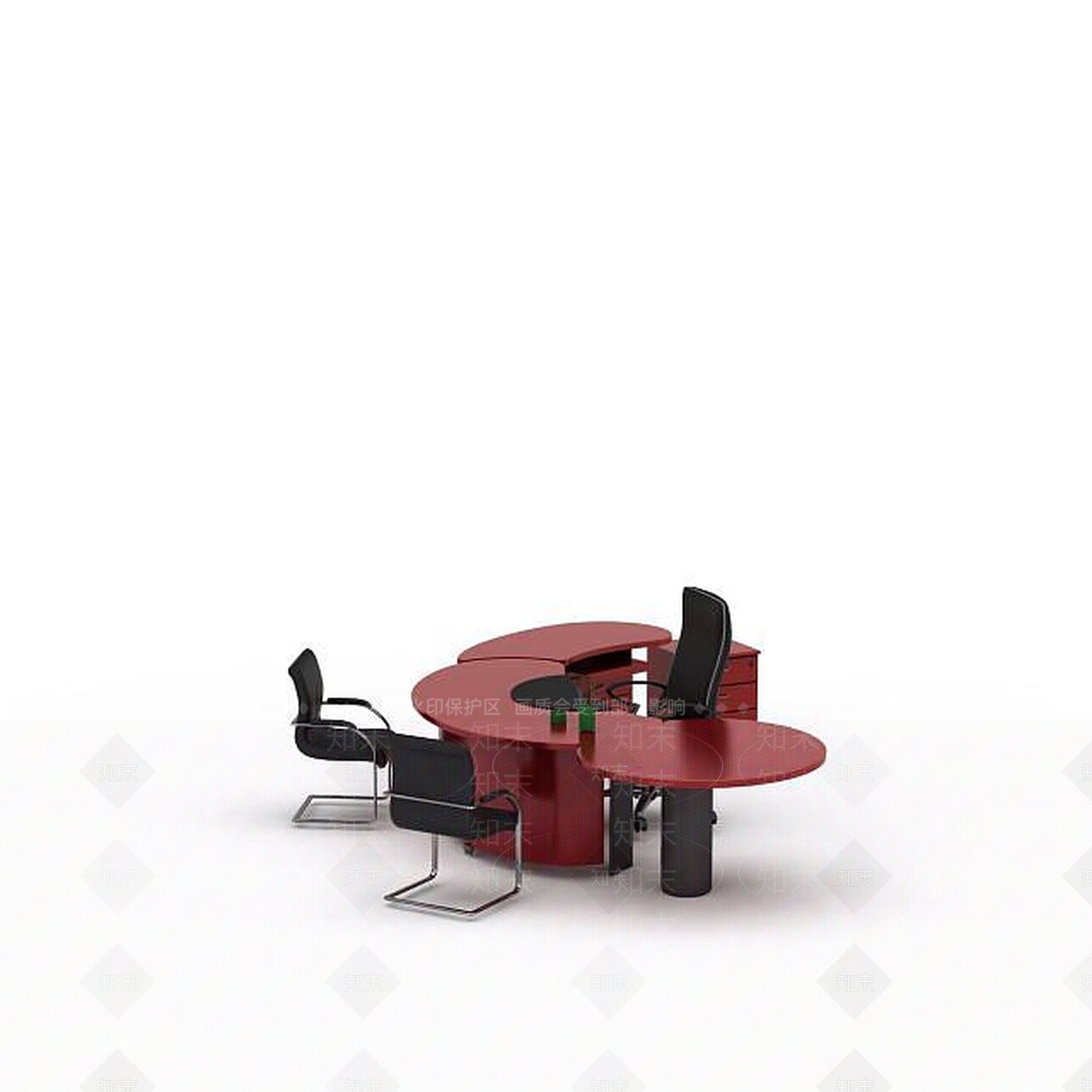 现代红色时尚办公桌3D模型下载【ID:1195747878】