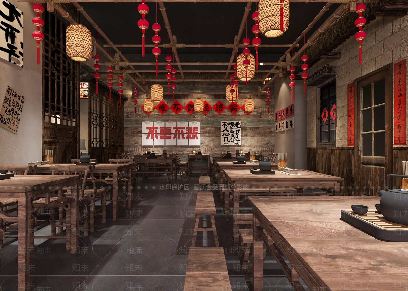 中式新中式中餐厅3D模型下载【ID:1195751407】