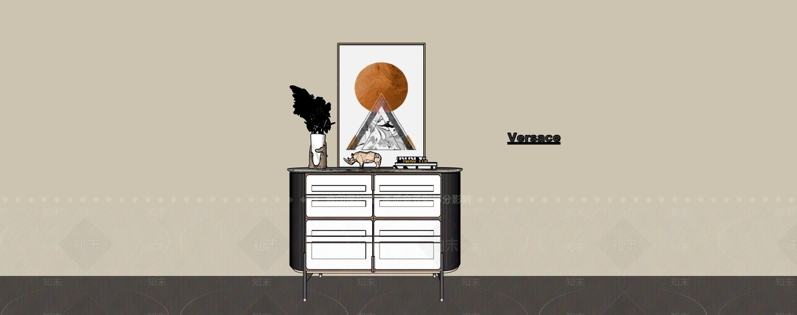 现代法式玄关柜3D模型下载【ID:1195753559】