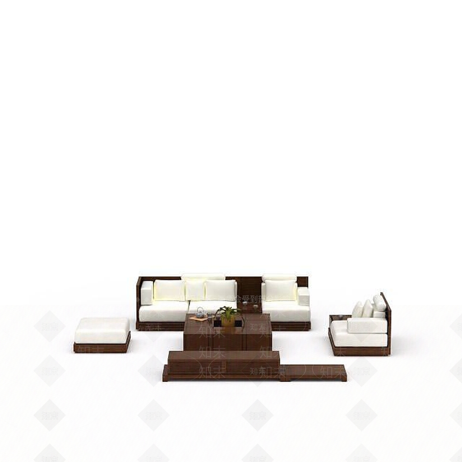 现代皮质沙发组合3D模型下载【ID:1195754560】