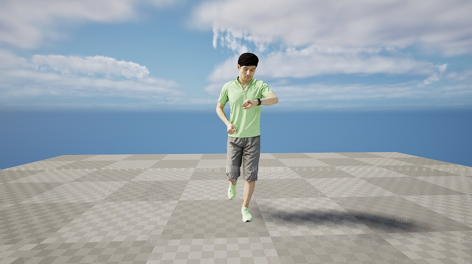 现代健身运动跑步看手表男人3D模型下载【ID:1195756059】