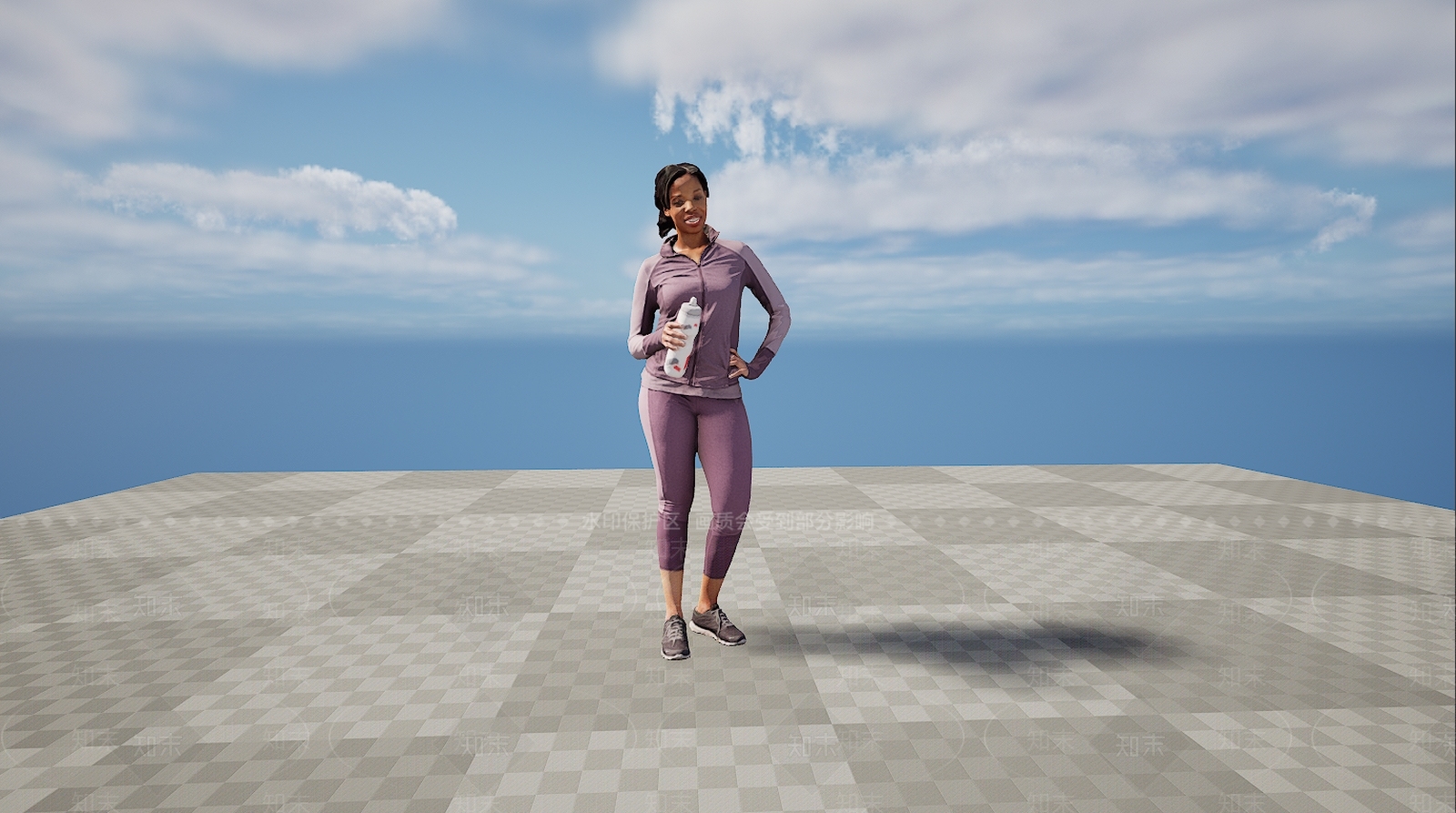 现代健身运动服休息喝水女人3D模型下载【ID:1195756692】