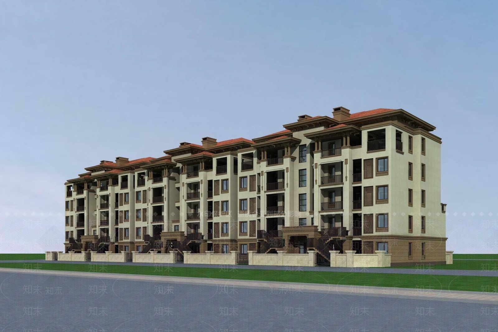 欧式高层住宅3D模型下载【ID:1195758618】