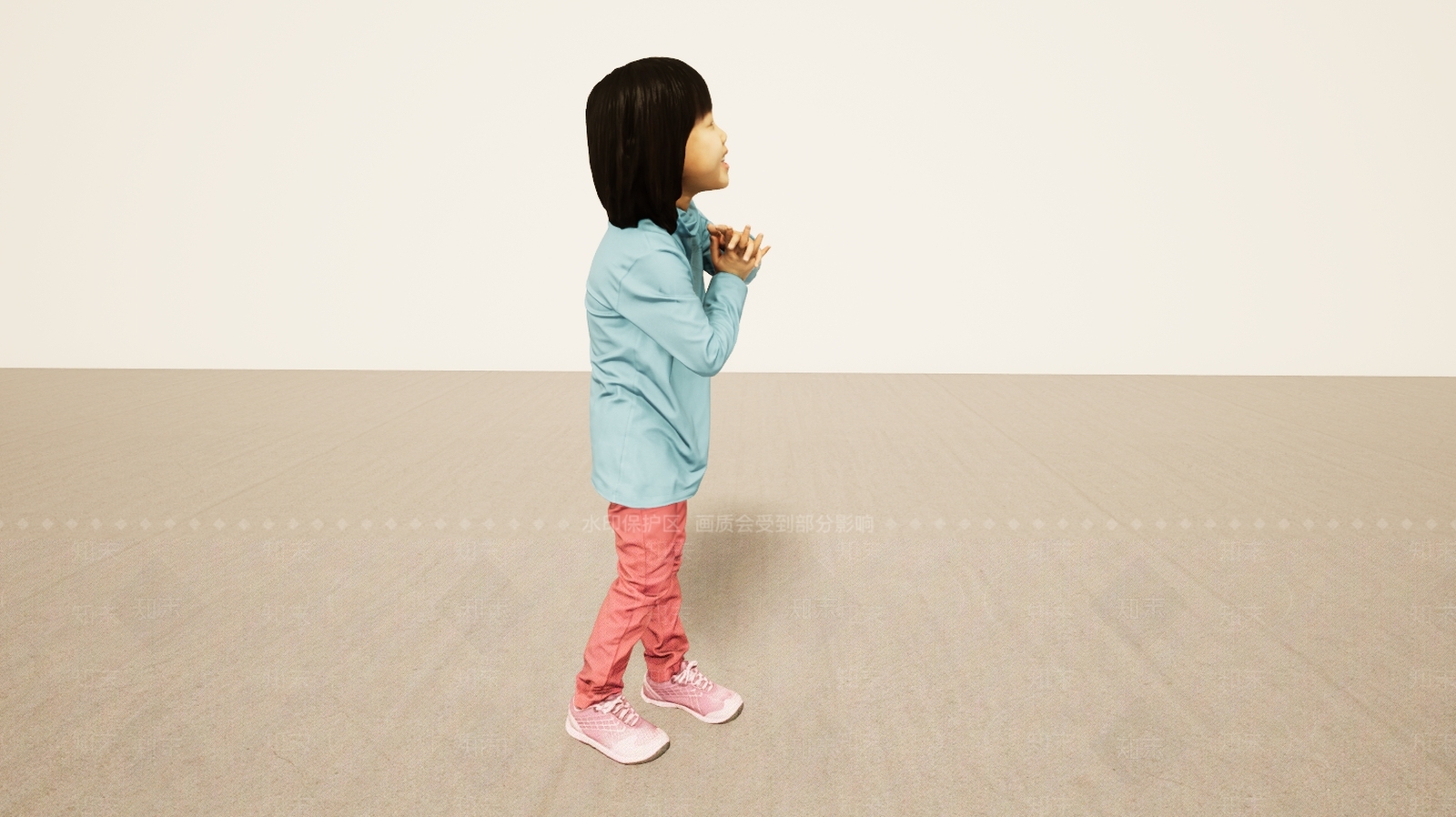 现代仰慕仰头姿势小女孩3D模型下载【ID:1195758635】