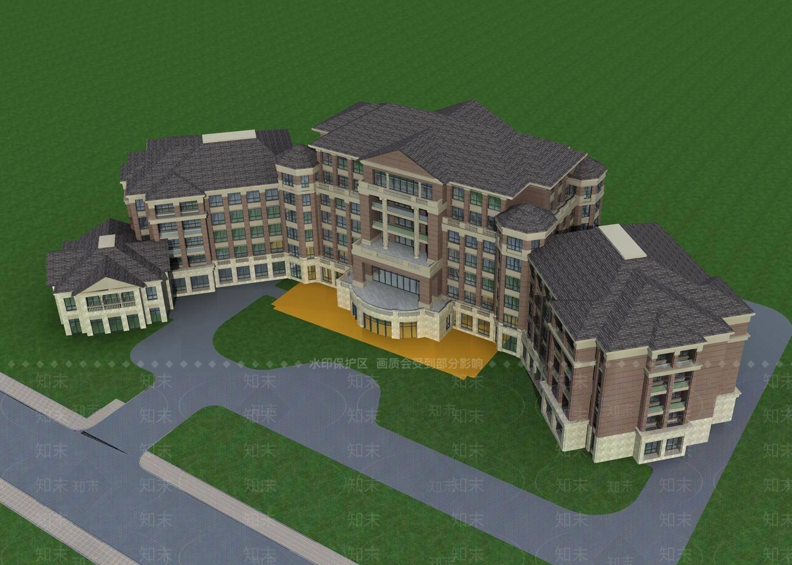 简欧酒店外观3D模型下载【ID:1195758903】