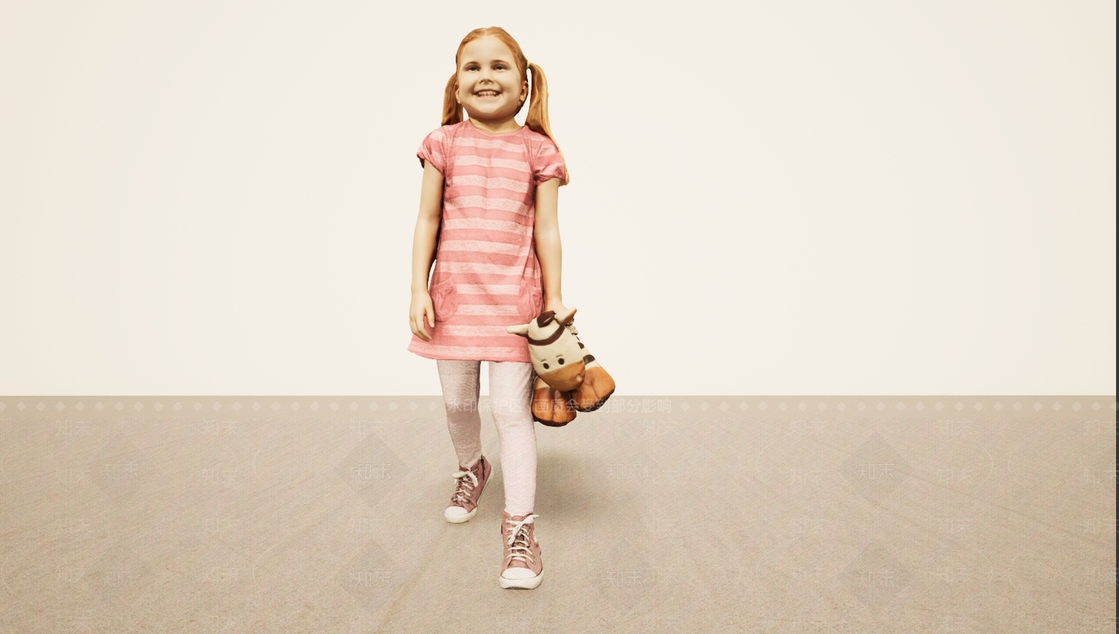 现代走姿提玩偶小女孩3D模型下载【ID:1195759243】