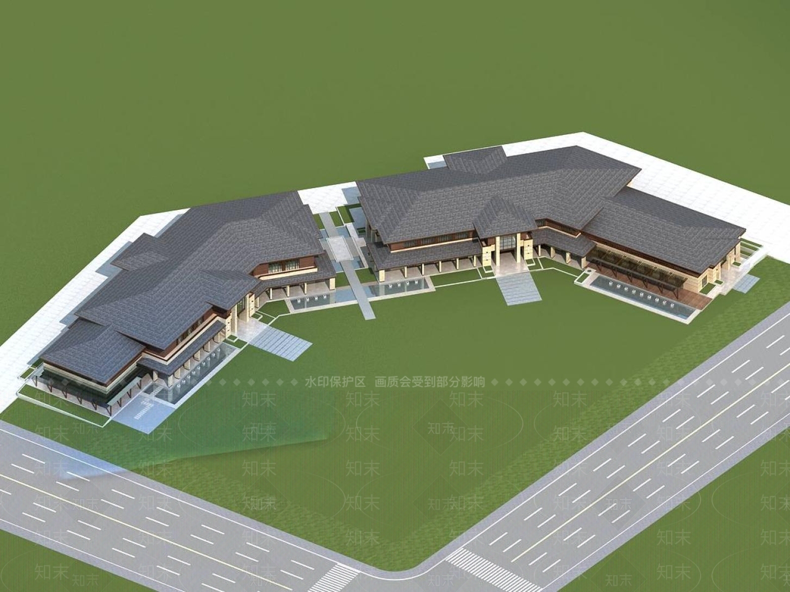新中式酒店外观3D模型下载【ID:1195760044】