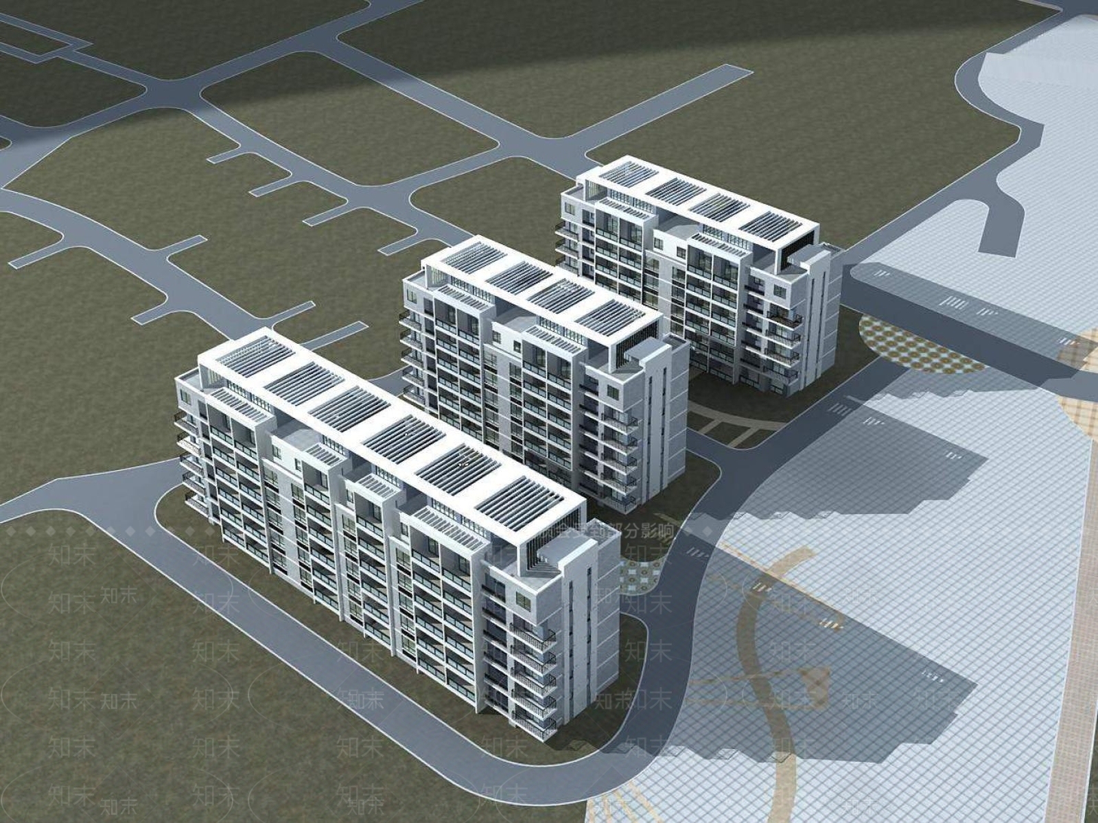 现代高层住宅3D模型下载【ID:1195760188】