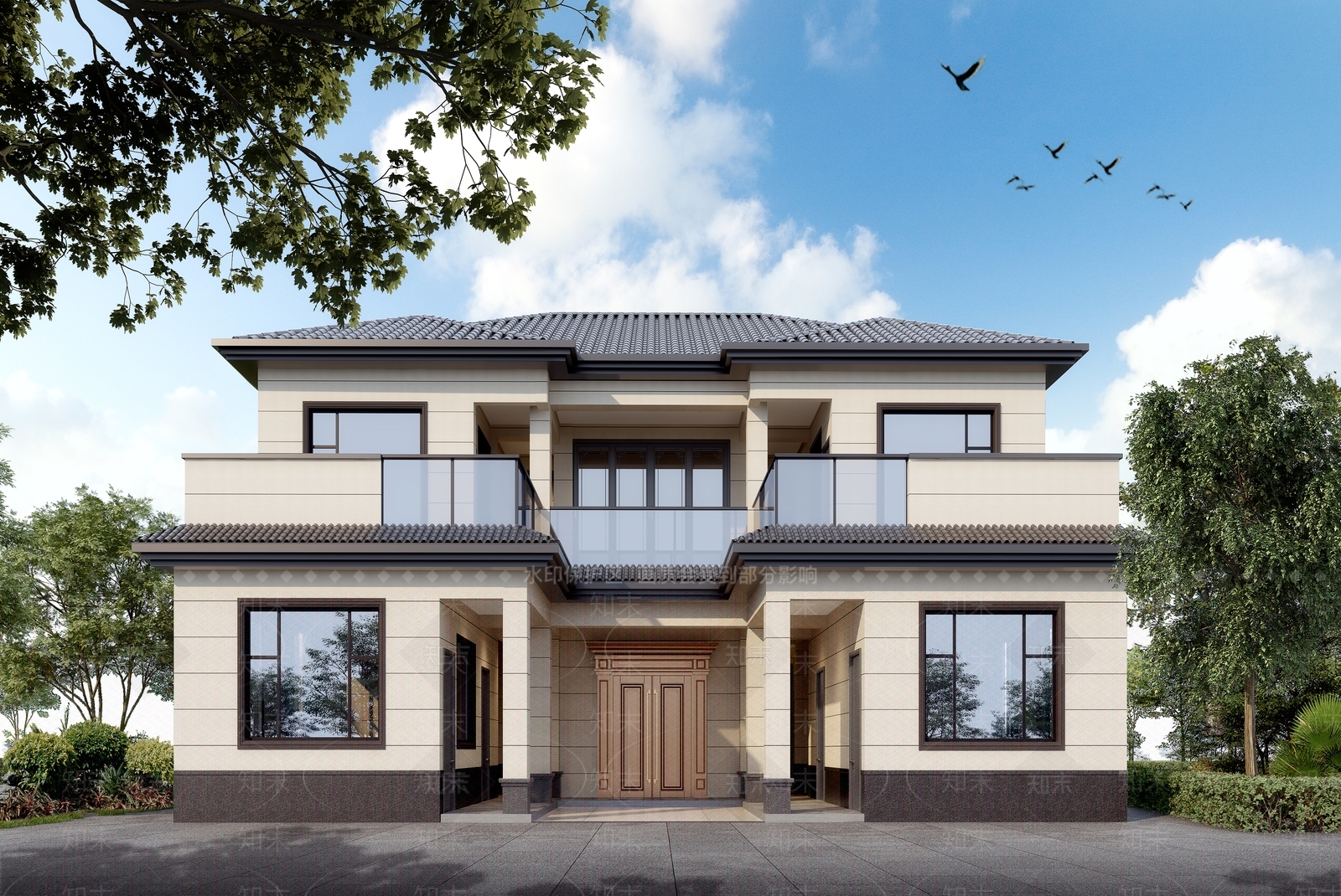 现代别墅外观3D模型下载【ID:1195764614】