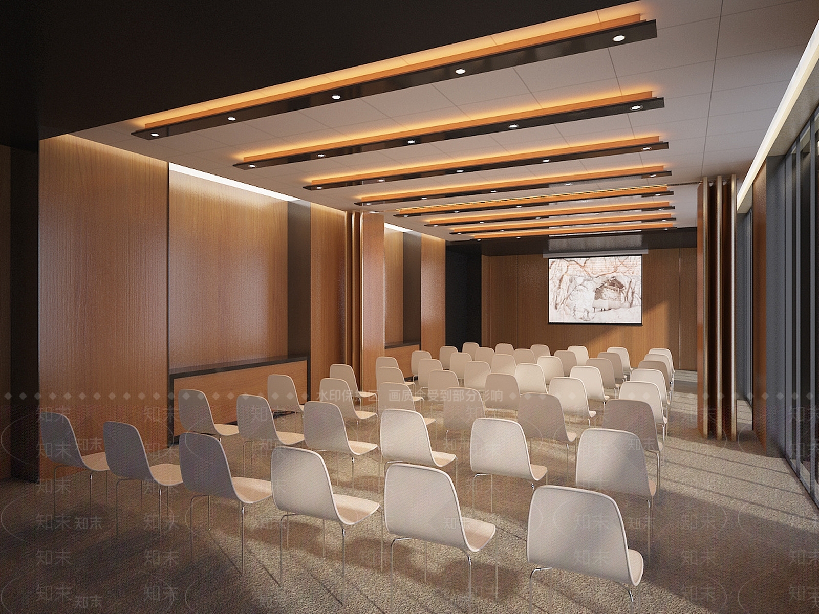 现代大型会议室多功能室3D模型下载【ID:1195765324】