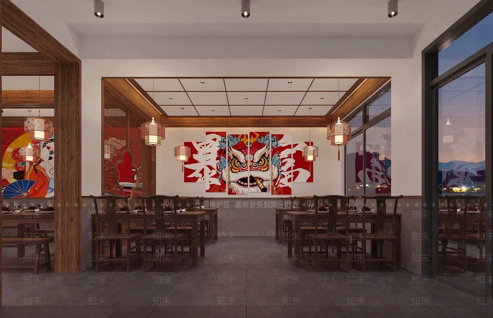 新中式中式中餐厅3D模型下载【ID:1195766111】