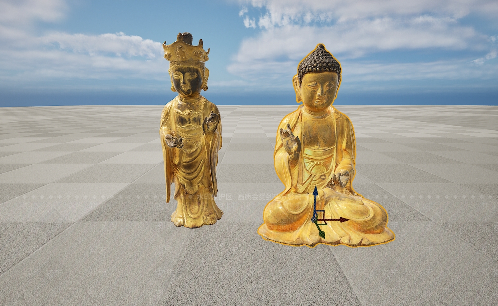 现代旧物文物金身观音像佛像3D模型下载【ID:1195766367】