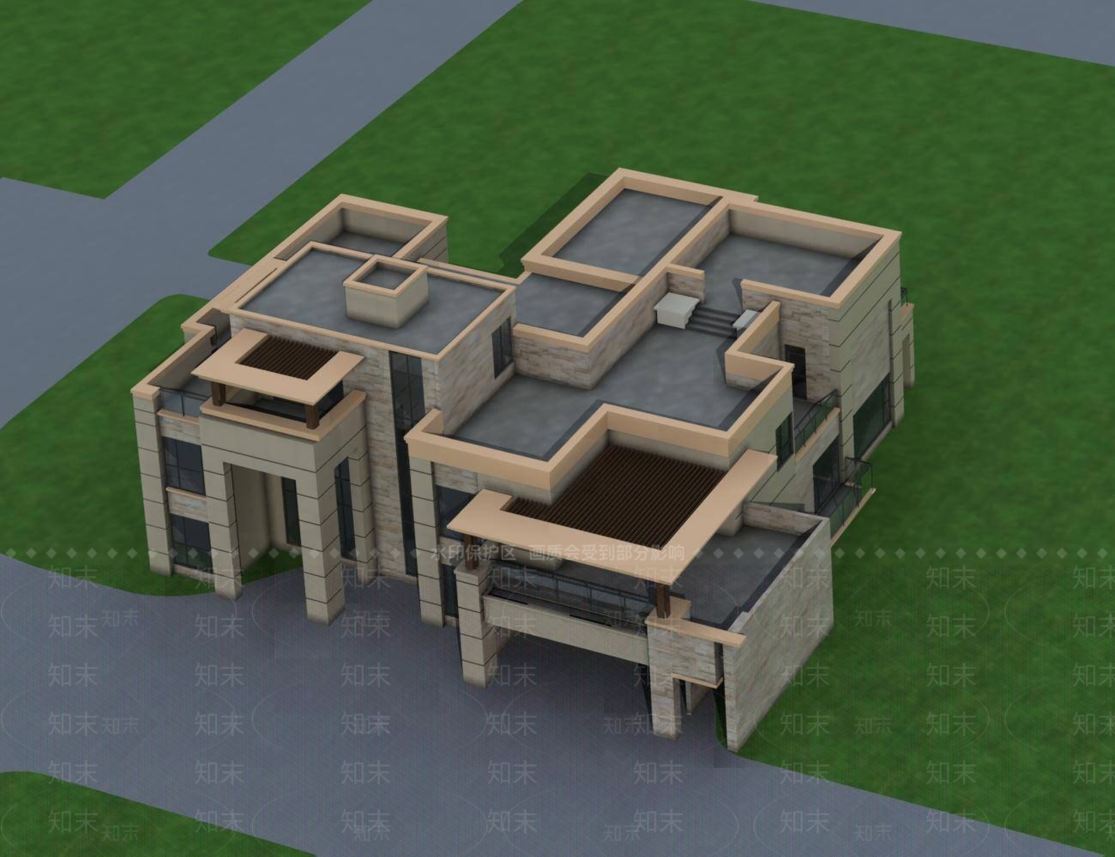 现代别墅外观3D模型下载【ID:1195766663】