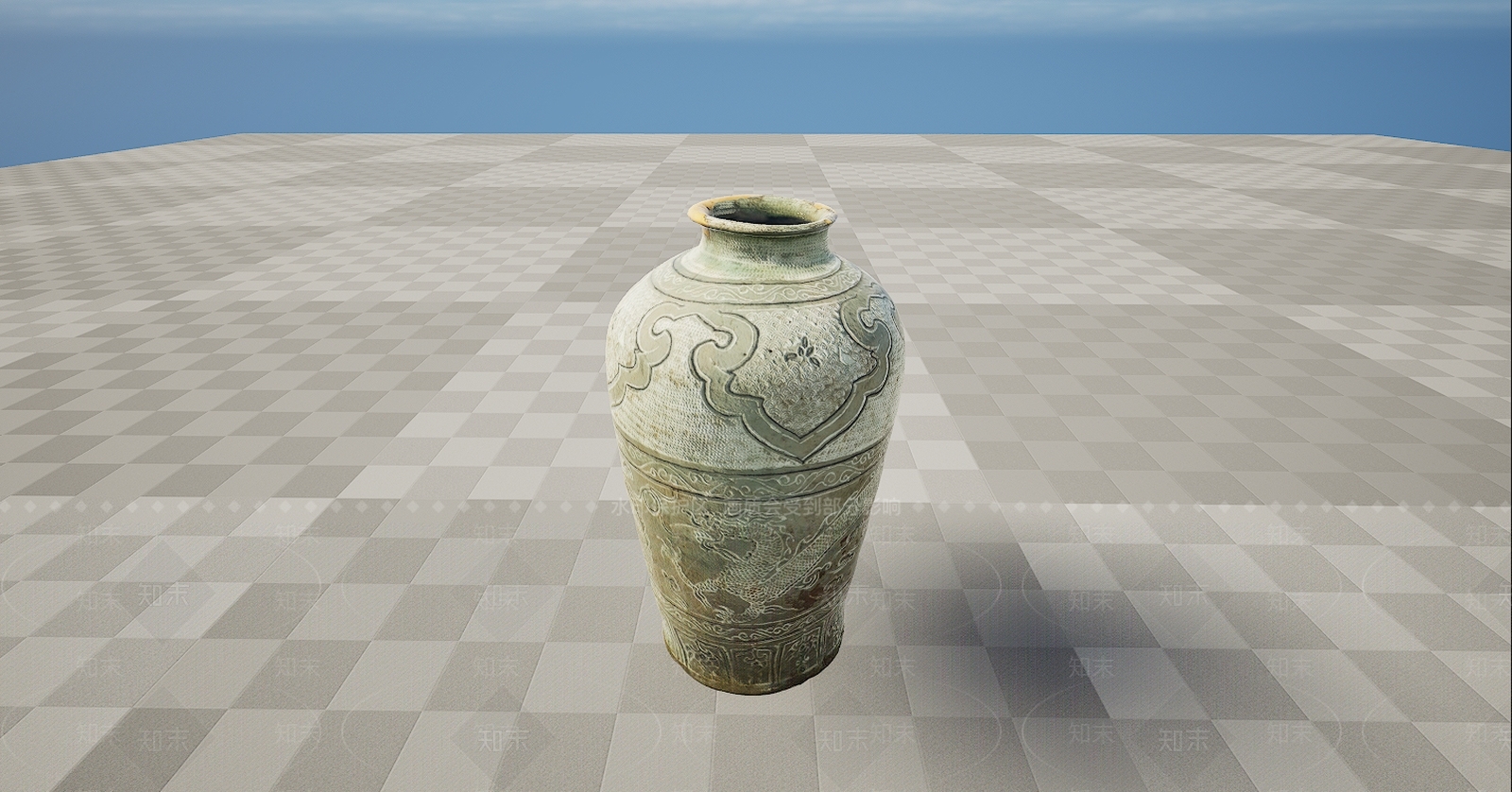 现代青铜器陶罐青花瓷花瓶3D模型下载【ID:1195768296】