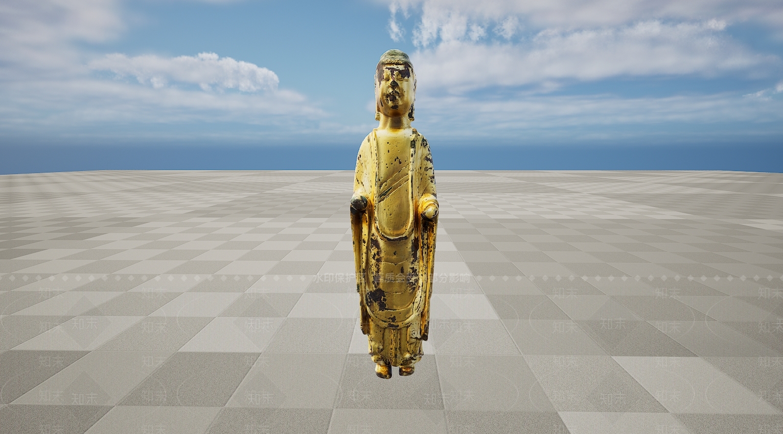 现代文物黄金谨慎雕塑佛像3D模型下载【ID:1195768475】